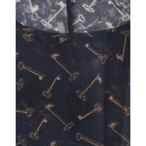 Dolce & Gabbana Dolce Gabbana Key Print Silk Blouse Women Blue Tops & T-Shirts - Picture 6 of 6